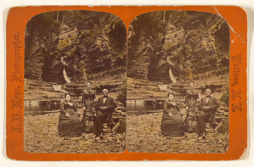 Older couple posed with possibly their daughter at Watkins, New York by James Douglas Hope
