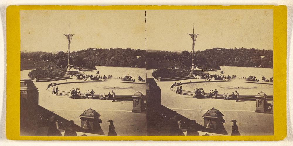 A Visit to The "Central park" in the Summer of 1863. Instantaneous View of The Lake From the Terrace. by Thomas C Roche