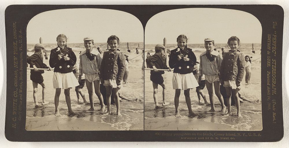 Happy youngsters on the beach, Coney Island, N.Y., U.S.A. by Hawley C White Company