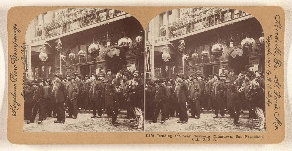 Reading the War News - In Chinatown, San Francisco, Cal., U.S.A. by B L Singley