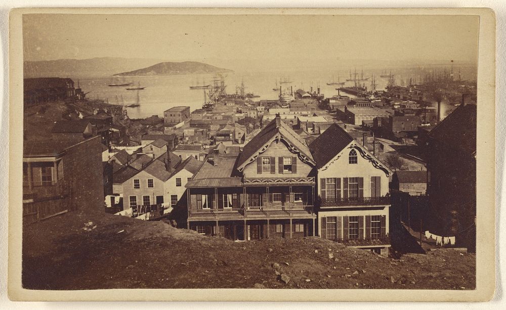 San Francisco Bay, from corner Broadway and Montgomery. by Lawrence and Houseworth