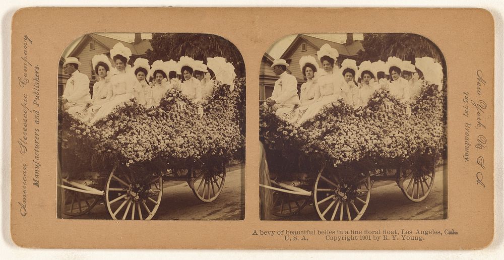 A bevy of beautiful belles in a fine floral float, Los Angeles, Cal., U.S.A. by R Y Young
