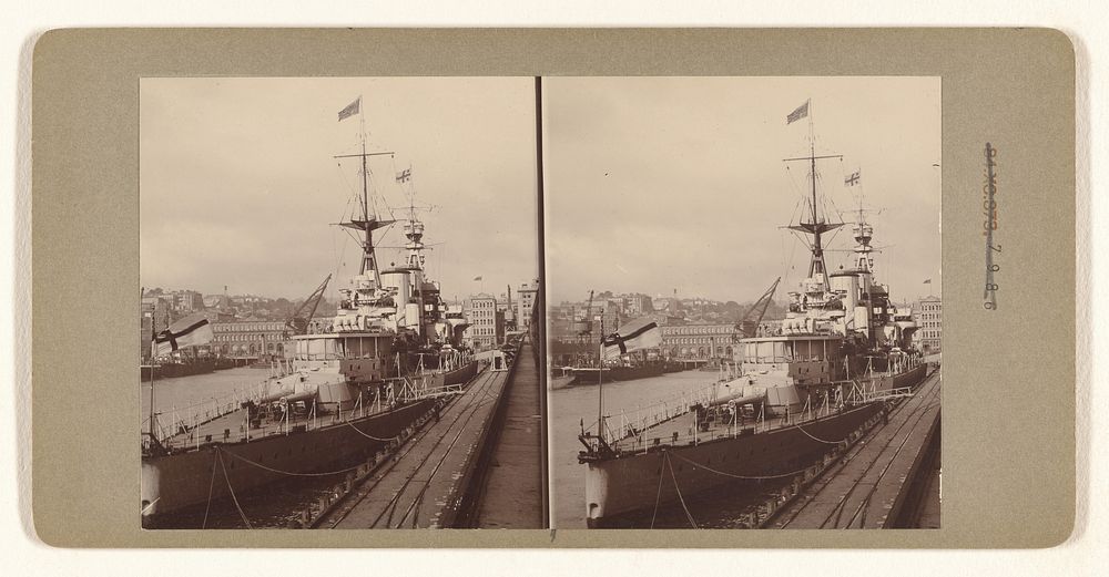 Battleship docked] (recto); The Briton Leaving Durban (verso by J Wilbur Read