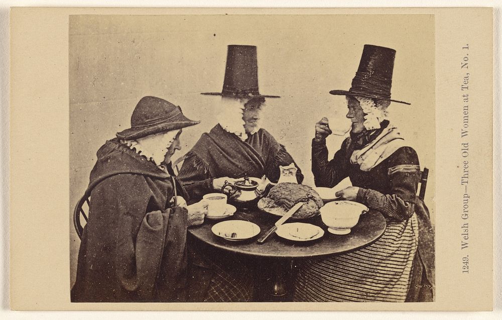 Welsh Group - Three Old Women at Tea. No. 1. by Francis Bedford
