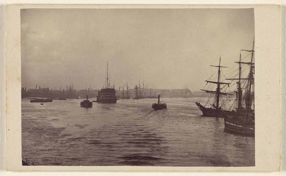 View of harbor at The Thames at Greenwich? by Ludwig Schultz