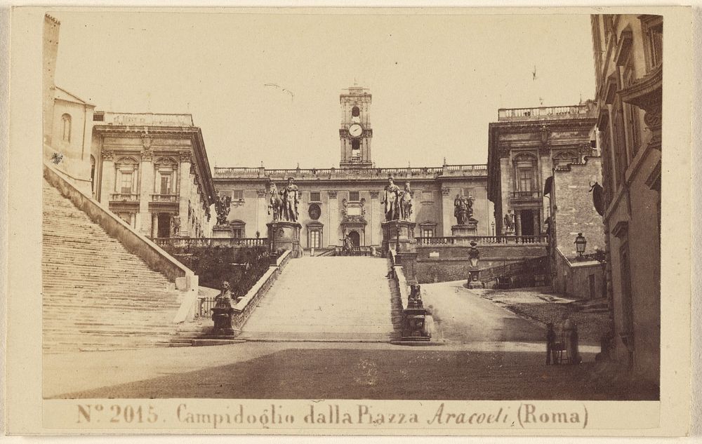 Campidoglio dalla Piazza Aracoeli (Roma). by Sommer and Behles