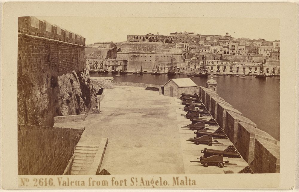 Valeua from fort St. Angelo. Malta. by Sommer and Behles
