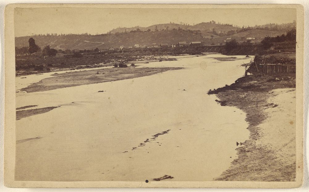Looking up the San Lorenzo, From the Foot Bridge, Santa Cruz. by Lawrence and Houseworth