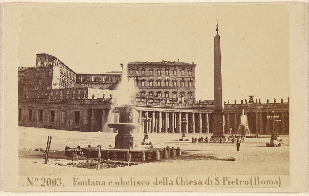 Fontana e obelisco della Chiesa di S. Pietro (Roma) by Sommer and Behles