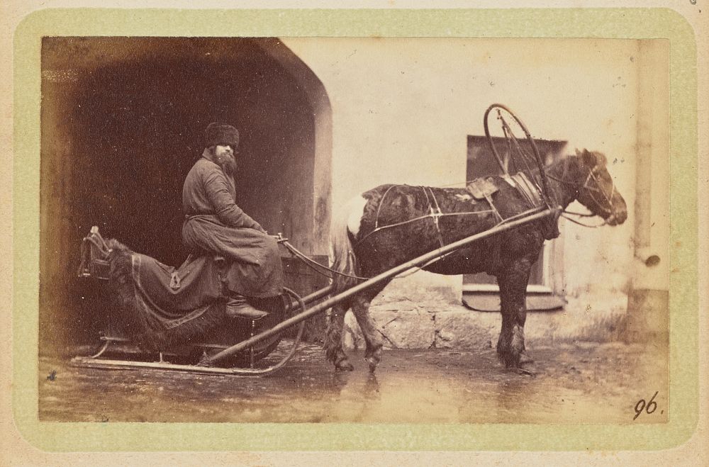 Man driving horse-drawn sleigh by William Carrick