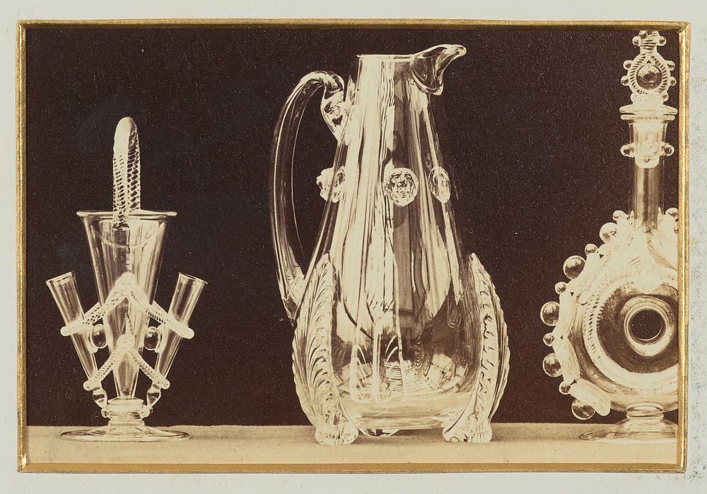 Ornate vase, decanter and pitcher by Alexander Nichol