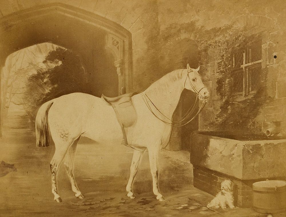 Painting of dog and horse