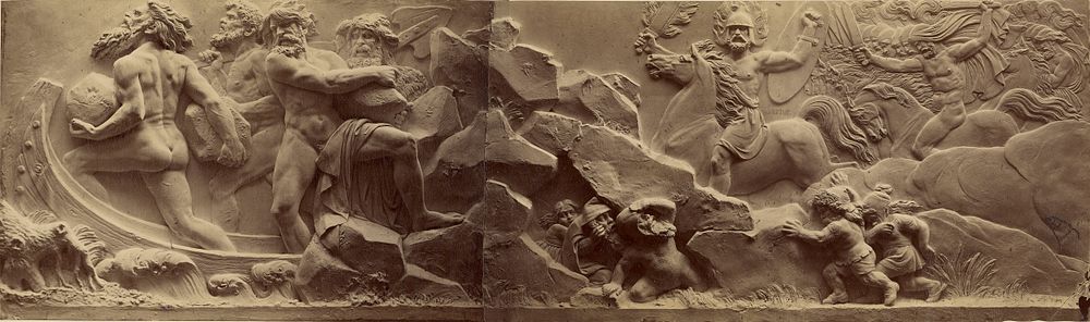Giants Hurl Boulders at Gods by Ernst Alpers