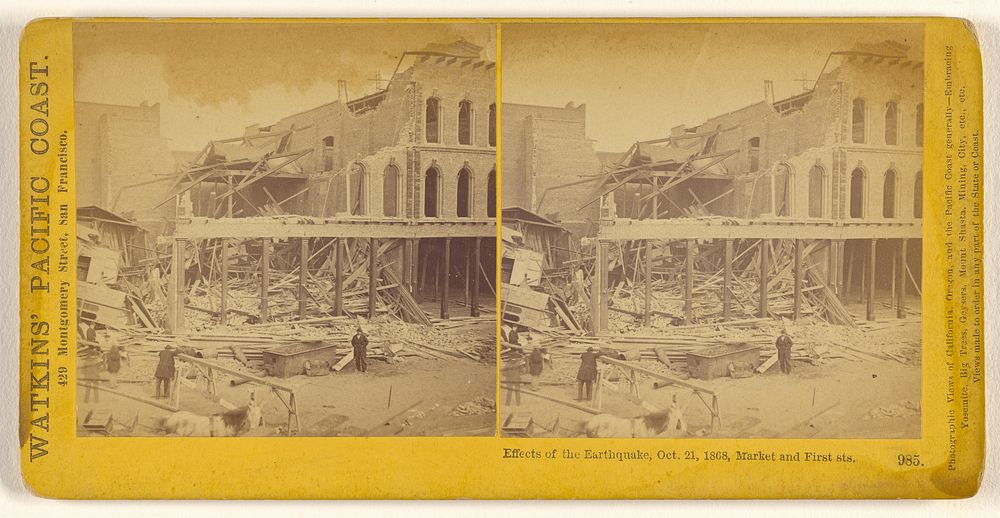 Effects of the Earthquake, Oct. 21, 1868, Market and First Sts. (#985) by Carleton Watkins