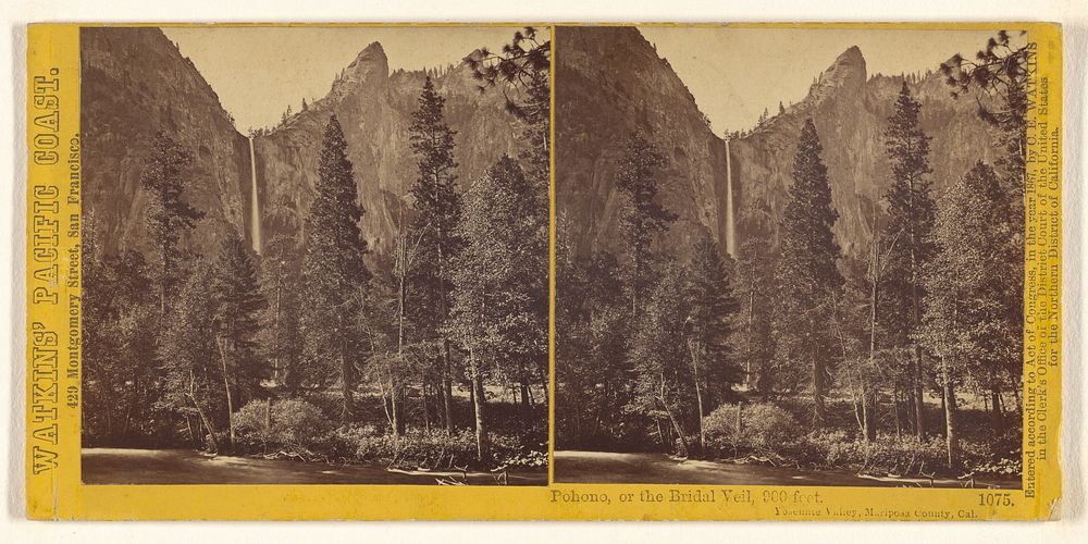Pohono, of the Bridal Veil, 900 Feet,Yosemite Valley, Mariposa County, Ca. (#1075) by Carleton Watkins