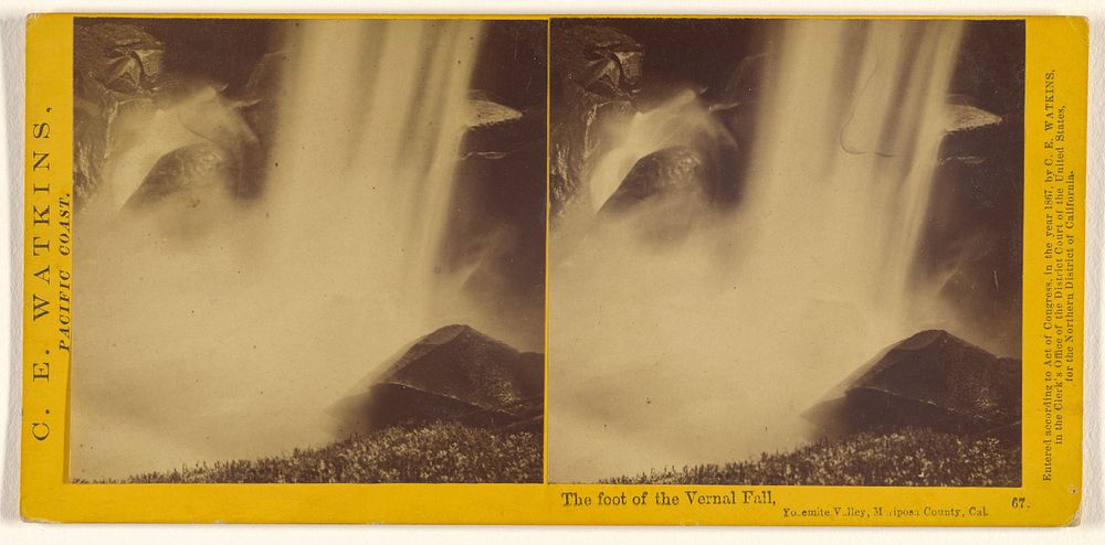 The Foot of the Vernal Fall, Yosemite Valley, Mariposa County, Cal. (#67) by Carleton Watkins