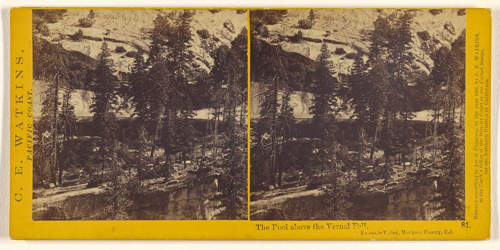 The Pool above the Vernal Fall, Yosemite Valley, Mariposa Co. (#78) by Carleton Watkins