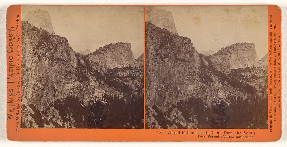 Vernal Fall and Half Dome, From the South Fork, Yosemite Valley, Mariposa Co. (#18) by Carleton Watkins