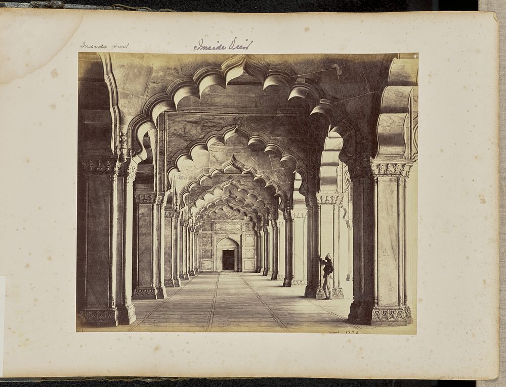 Agra; Interior of the Motee Musjid, Showing the Centre Aisle by Samuel Bourne