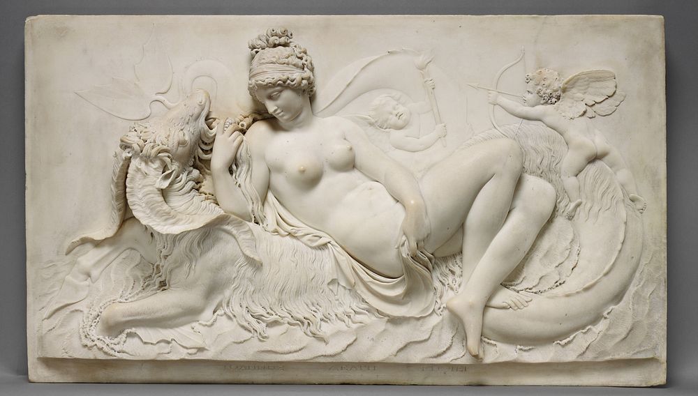 Venus Reclining on a Sea Monster with Cupid and a Putto by John Deare