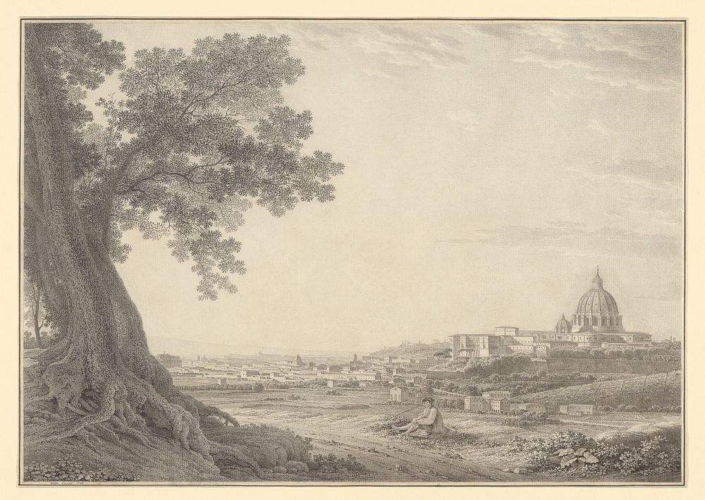 An extensive view of Rome from the Orti della Pineta Sacchetti by Giovanni Battista Lusieri