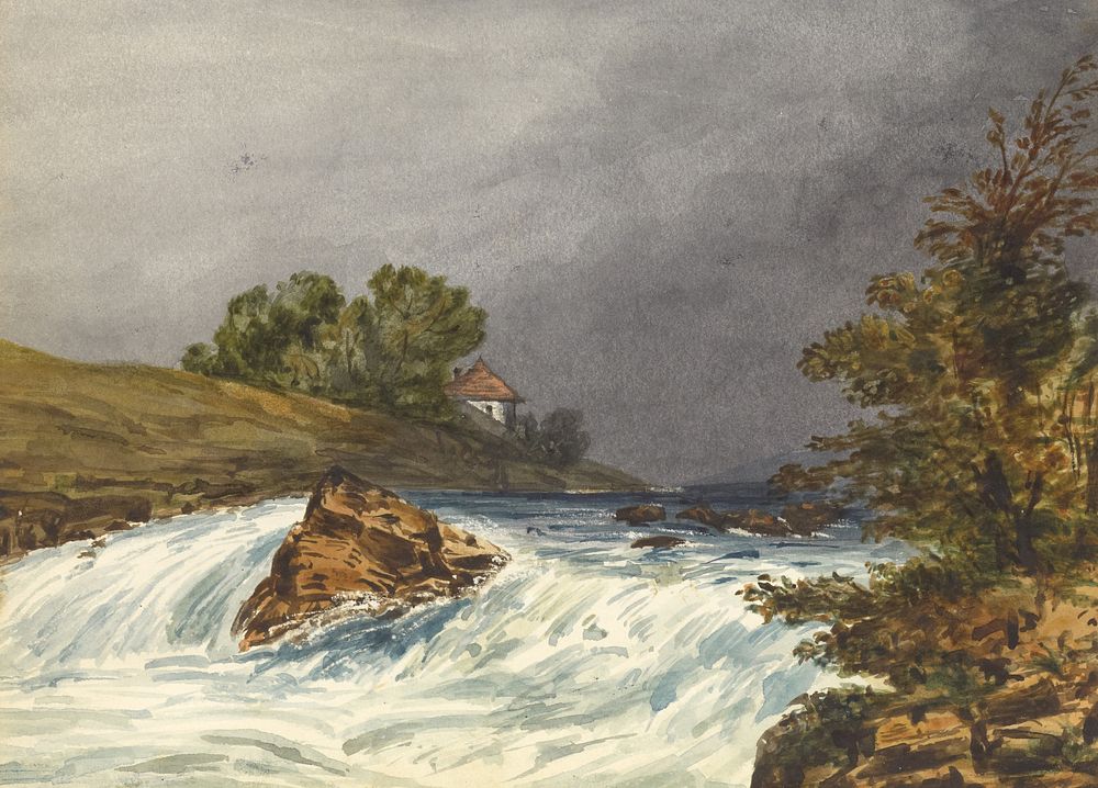 River Scene with House by Samuel H Owen