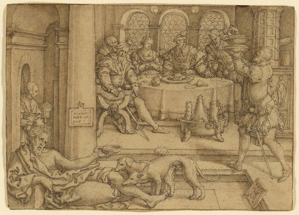 Lazarus Begging for Crumbs from Dives's Table by Heinrich Aldegrever