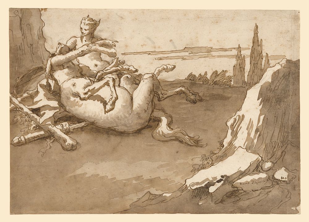 A Centaur and a Female Faun in a Landscape by Giovanni Domenico Tiepolo
