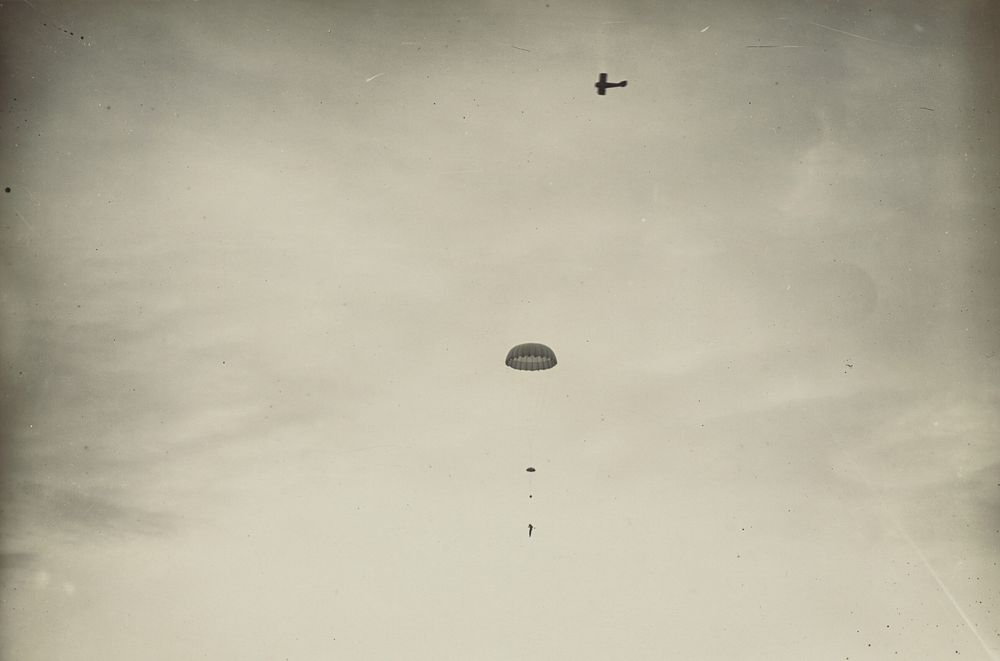 Parachuting out of an airplane by Fédèle Azari