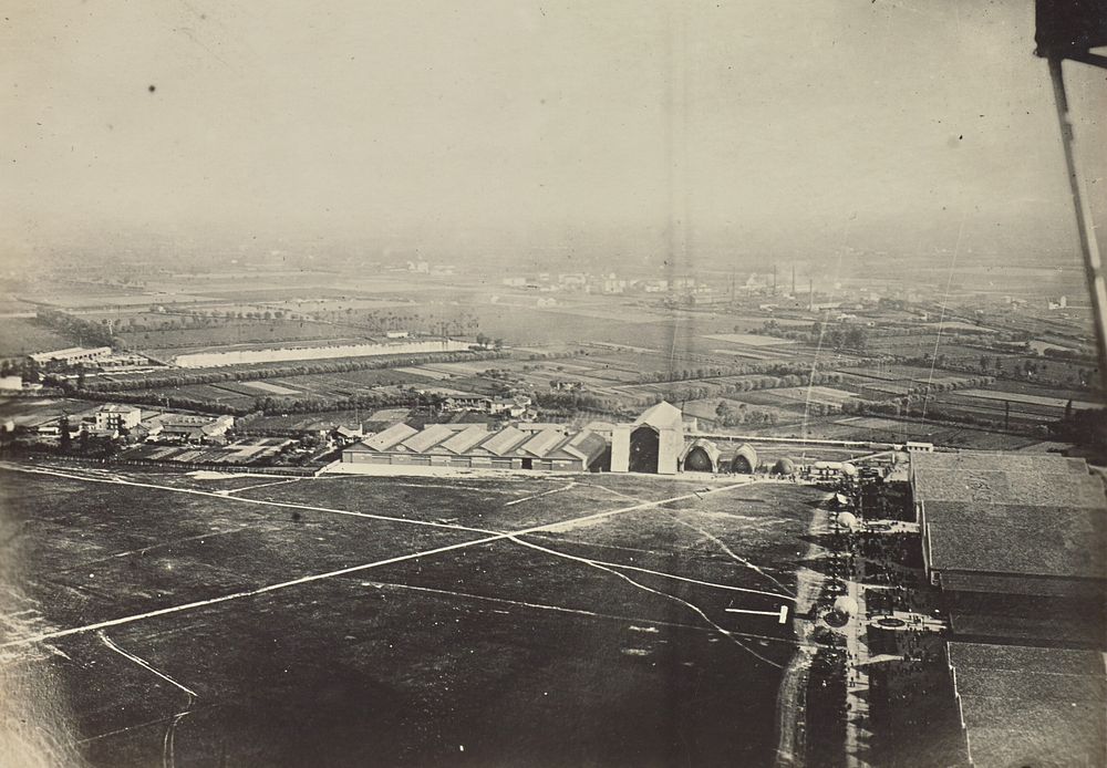Aerial view of airfield by Fédèle Azari