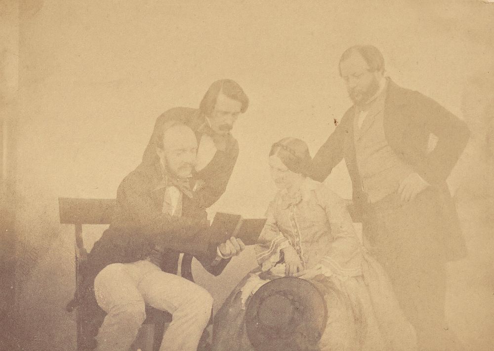 Group portrait of Robert Simson, George E.W. Couper, Mrs. Elizabeth Hutchinson Banks, and Major John Sherbrooke Banks…
