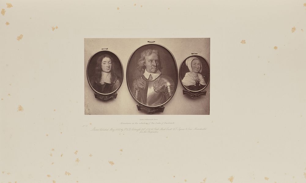 Three miniature portraits of John Milton, Oliver Cromwell, and Lady Rachel Russell by Caldesi and Montecchi