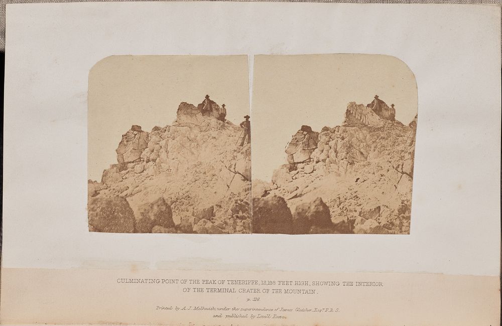 Culminating point of the Peak of Teneriffe, 12,198 feet high, showing the interior of the terminal crater of the mountain by…