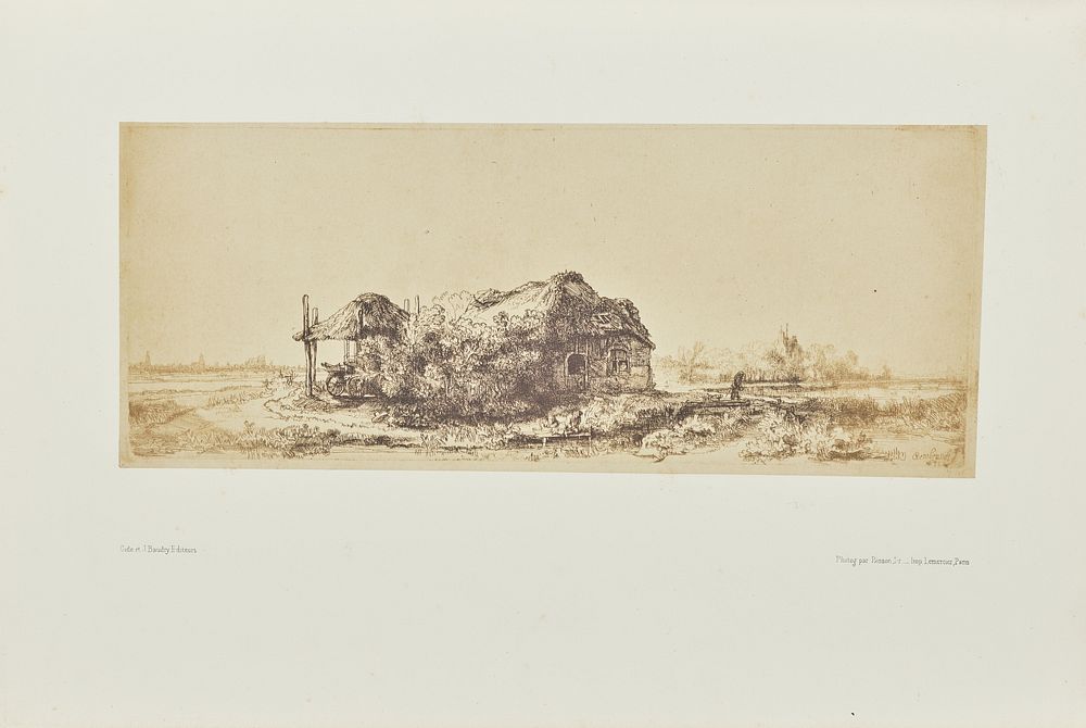 Landscape with a cottage and haybarn: oblong by Bisson Frères
