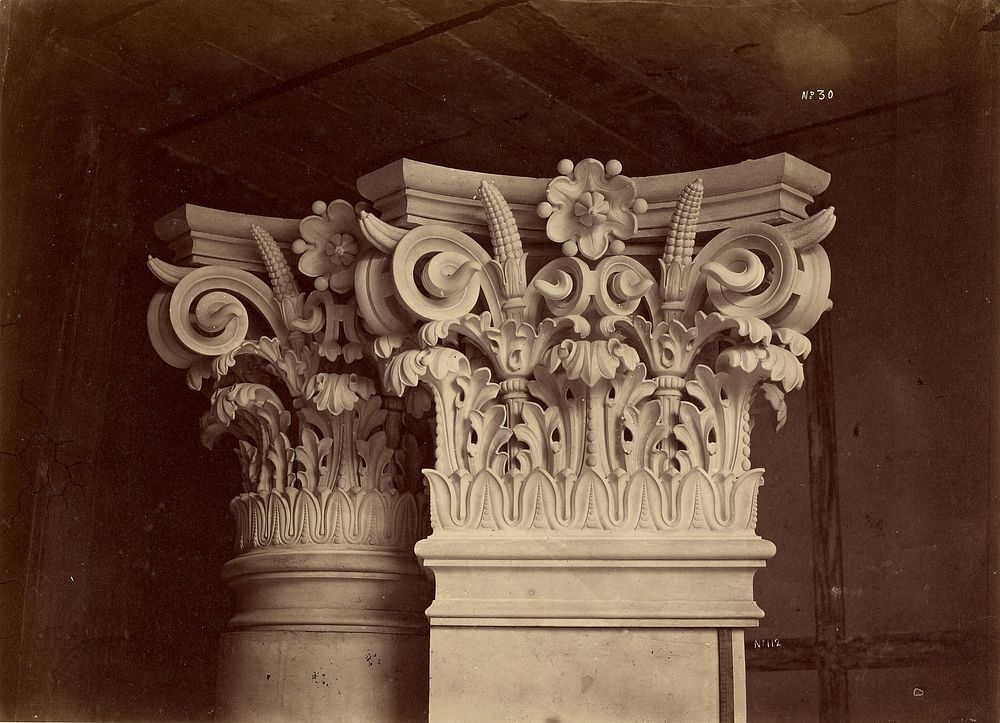 Chapiteau des colonnes et des pilastres de la salle. by Louis Émile Durandelle