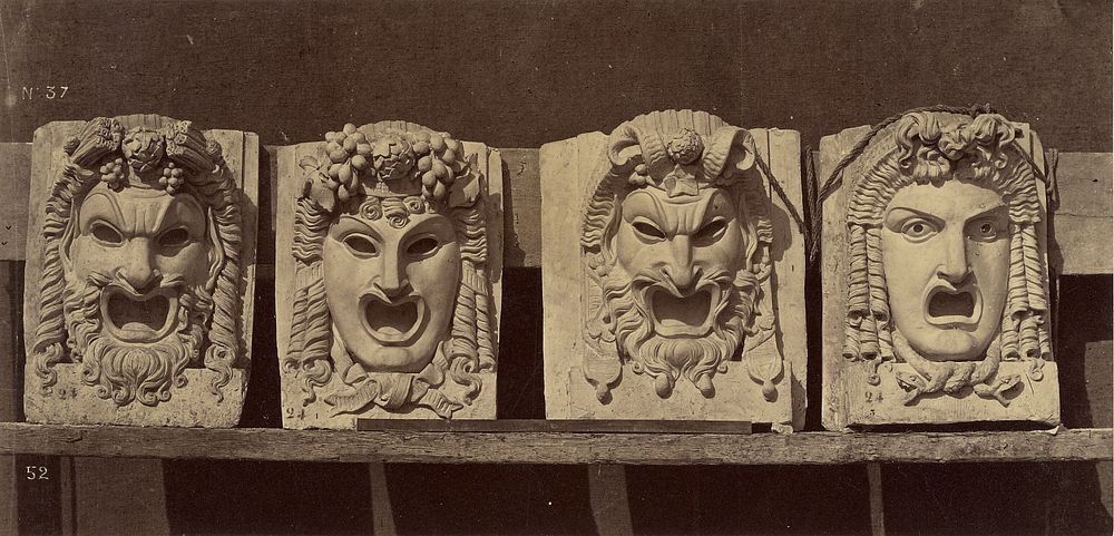 Masques des consoles. Baies de la loggia (facade principale). by Louis Émile Durandelle