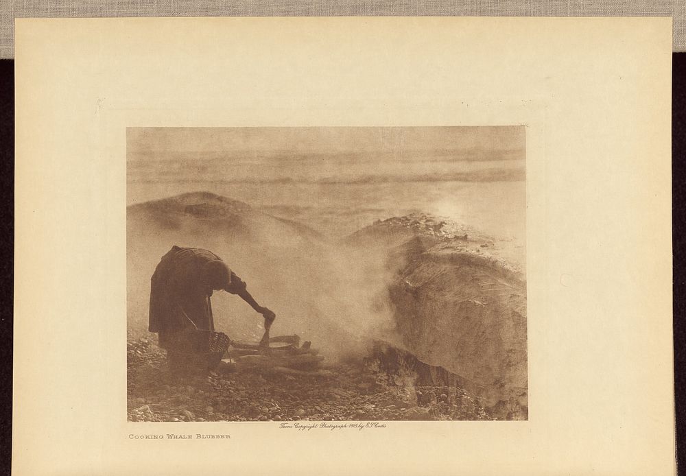 Cooking Whale Blubber by Edward S Curtis