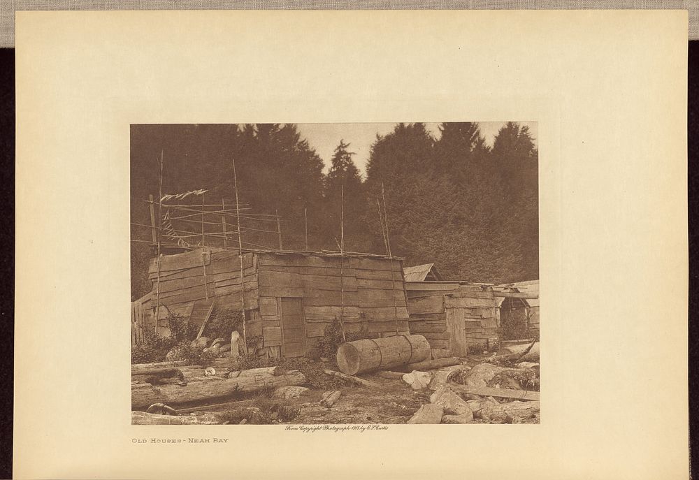 Old Houses - Neah Bay by Edward S Curtis