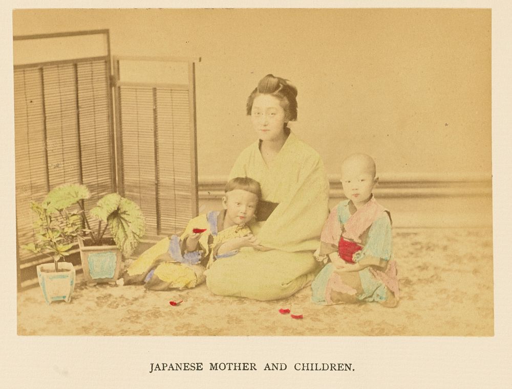 Japanese Mother and Children by Kazumasa Ogawa