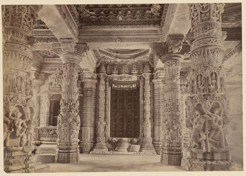 Doorway and Upper Pillars, Delwara Temple, Mount Abu by Lala Deen Dayal