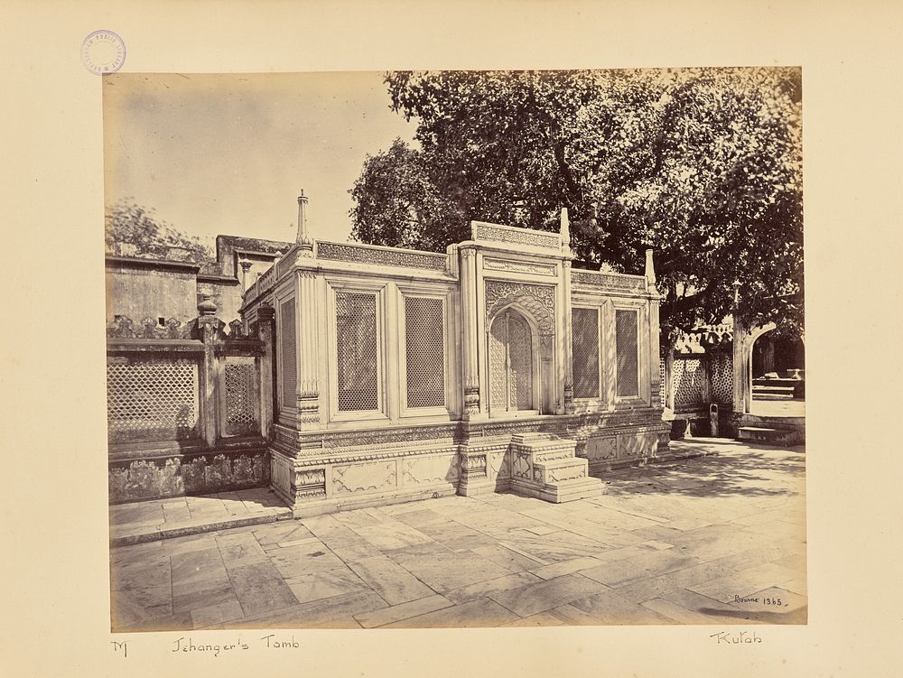 Delhi; The Tomb of Mirza Jehangir. This is a Piece of Beautiful Marble Carving by Samuel Bourne