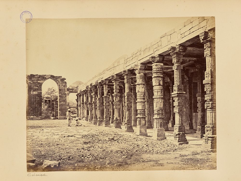 Delhi; Colonnade of Hindoo Pillars, at the Kutub Minar, North Side by Samuel Bourne
