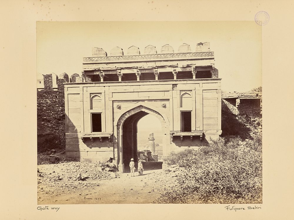 Futtypore Sikri; The Elephant Tower, Seen through the Elephant Gate by Samuel Bourne