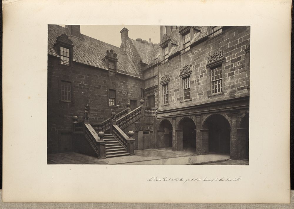 The Outer Court, with the Great Stair leading to the Fore-Hall. by Thomas Annan