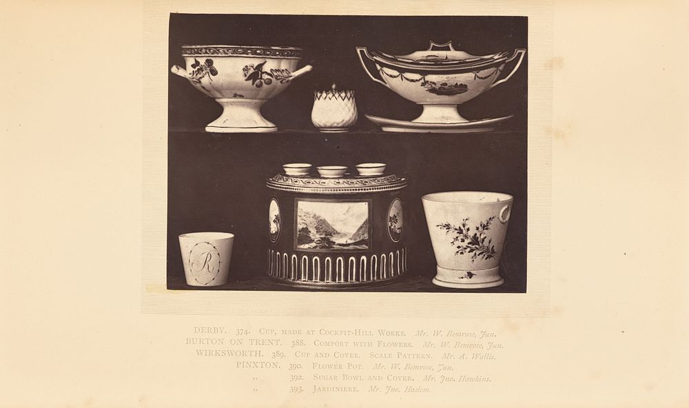 Comports, cups, sugar bowl, and flower pot by William Chaffers