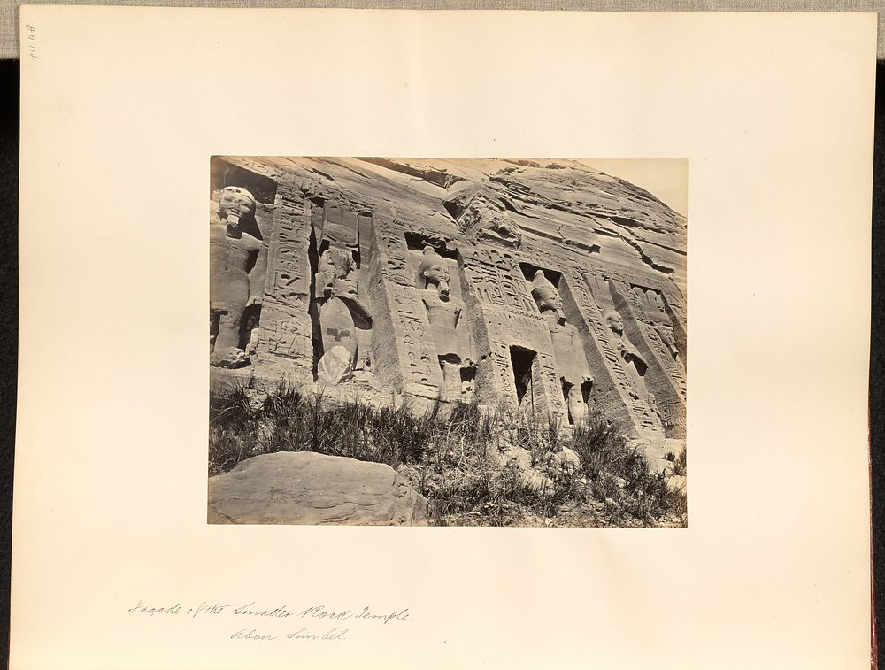 Facade of the Smaller Rock Temple, Abou Simbel by Francis Frith
