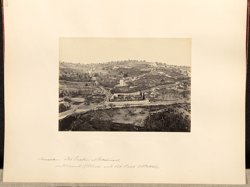 Jerusalem. The Garden of Gethsemane and Mount of Olives with Old Road to Batham by Francis Frith