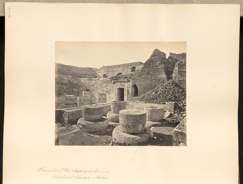 Remains of the Hall of Columns, Medinet Habou, Thebes by Francis Frith