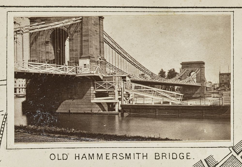 Old Hammersmith Bridge by Henry W Taunt
