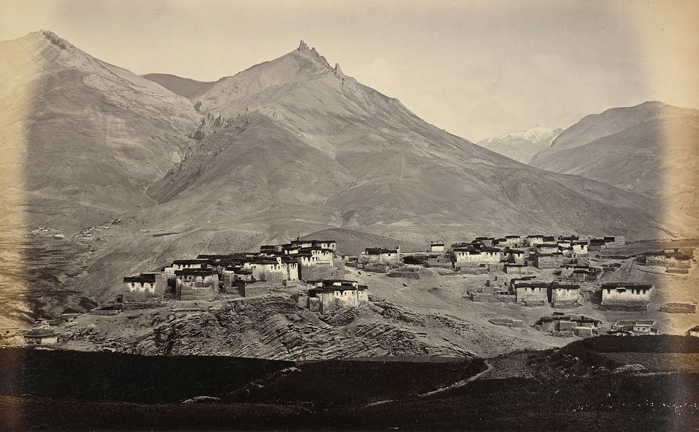 The Village of Kibber, Spiti, with Chikkim in the Distance by Samuel Bourne